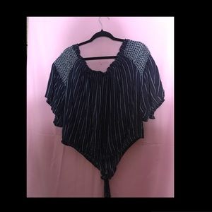 Navy Derek Heart Crop Top 3X